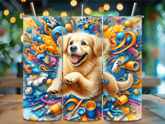 Abstract Art Golden Puppy Tumbler Wrap Review for Digital Sellers