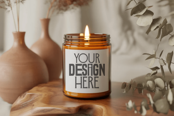 Amber Glass Jar Candle Mockup for Product Mockups