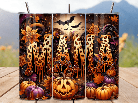 Autumn Halloween Mama Tumbler Wrap: A Seasonal Graphic Design Asset for Creative Marketers