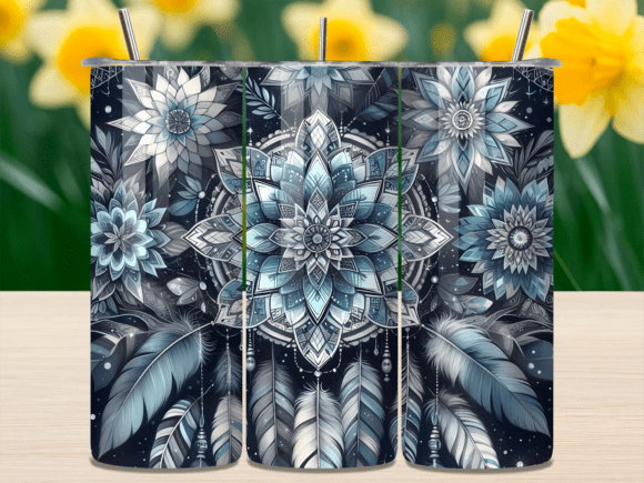 Blue Boho Feather Mandala Tumbler Wrap Review for Professional Design Projects