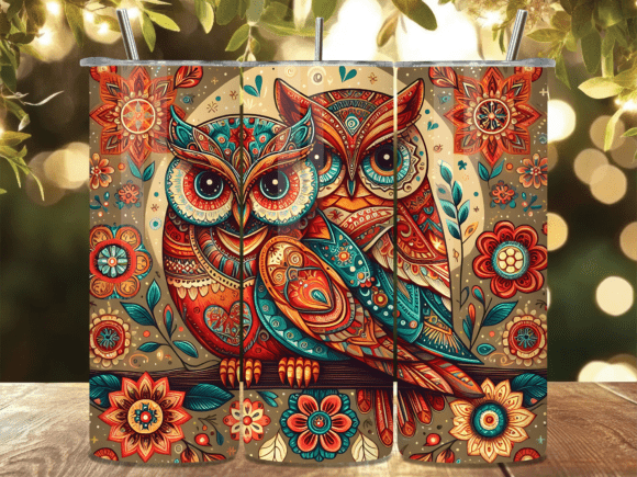Boho Folk Art Couple Owl Tumbler Wrap Review
