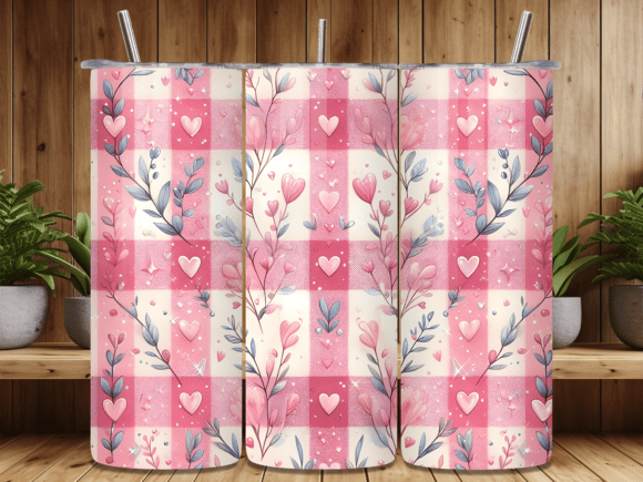 Buffalo Plaid Floral Heart Tumbler Wrap: A Stylish Graphic Design Asset for Content Creators