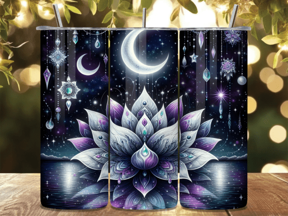 Celestial Moon Lotus Night Tumbler Wrap: A Designer’s Take on Ethereal Branding