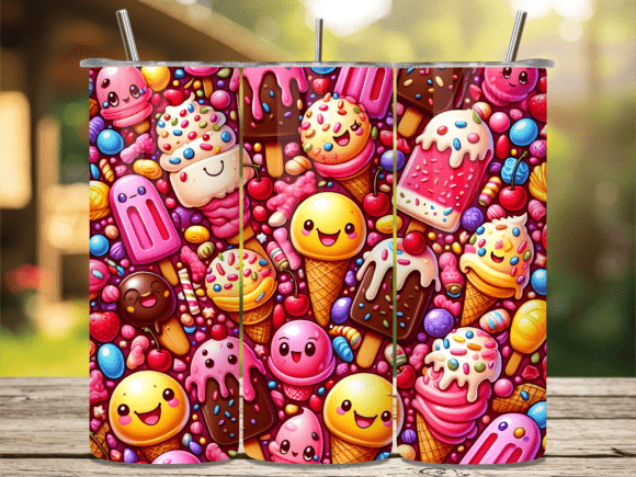 Colorful Dessert Pattern Tumbler Wrap for Local Business Branding