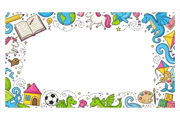 Colorful Kids Border Illustration for Backgrounds and Creative Projects