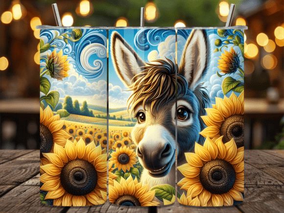 Cute Donkey Sunflower Sky Tumbler Wrap Review