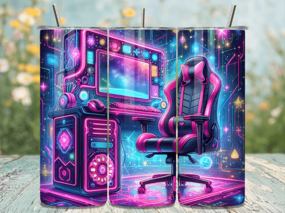 Cyberpunk Gaming Station Glow Tumbler Wr: A Futuristic Design Asset for Bold Projects