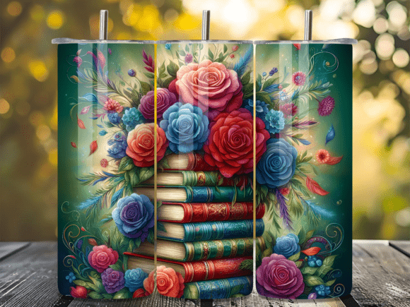 Dark Floral Gothic Books Tumbler Wrap: A Design Asset for Editorial Depth