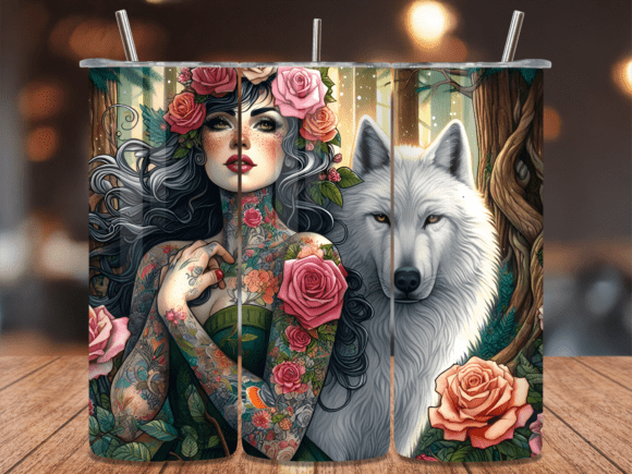 Dark Floral Woman White Wolf Tumbler Wraps: A Review for Content Creators