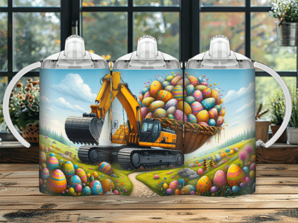 Easter Digger Egg Sippy Cup Kids Tumbler Wrap: A Playful Graphic Design Asset