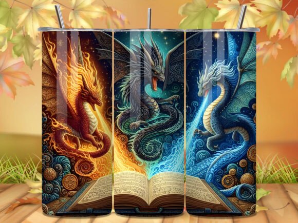 Elemental Fire Ice Magic Book Tumbler Wraps: A Design Asset Review