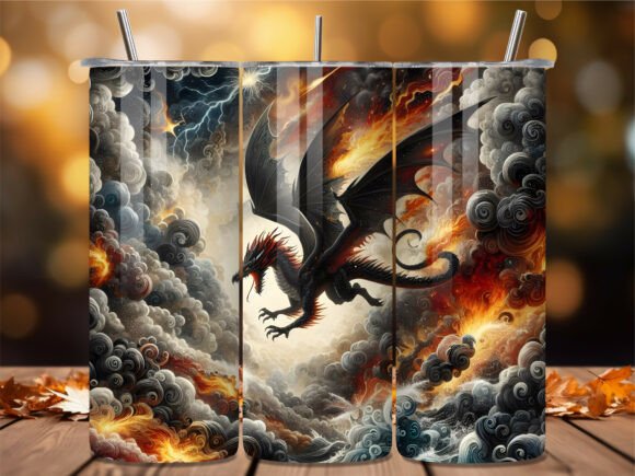 Fire Dragon Clouds Fantasy Tumbler Wrap: A Design Asset Worth Adding to Your Collection