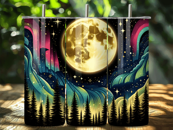 Full Moon Magic Aurora Nigh Tumbler Wrap for Real Crafting Projects