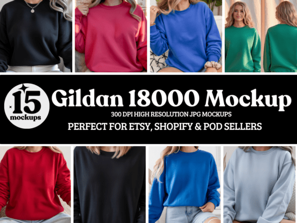 Gildan 18000 Sweatshirt Mockup Bundle 47: A Must-Have for Product Mockups