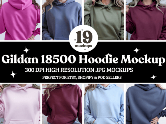 Gildan 18500 Hoodie Mockup Bundle for Editorial Design