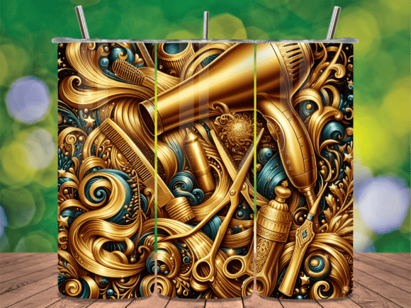 Gold Luxury Hairdresser Tumbler Wrap: A Designer’s Take on Elegance in Tumbler Wraps