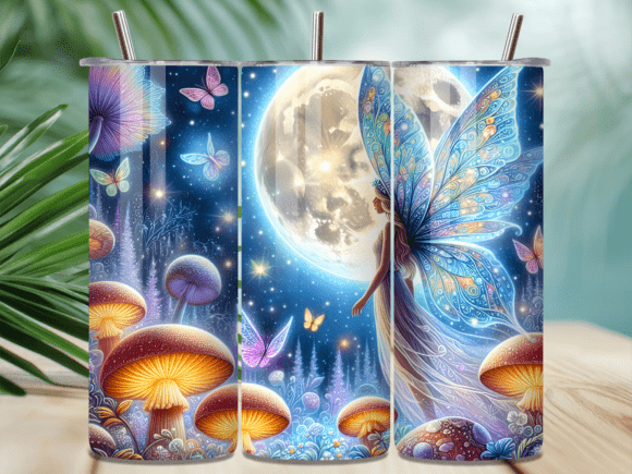 Magic Moon Mushroom Fairy Tumbler Wrap: A Dreamy Design Asset for Creative Projects
