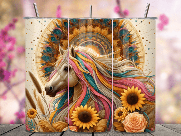 Mandala Sunflower Horse Tumbler Wrap: A Creative Design Asset for Content Publishing