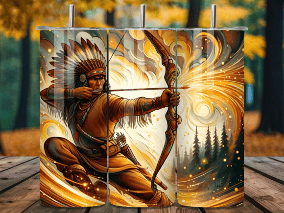 Native Hunter Bow and Arrow Tumbler Wrap for Brand Identity