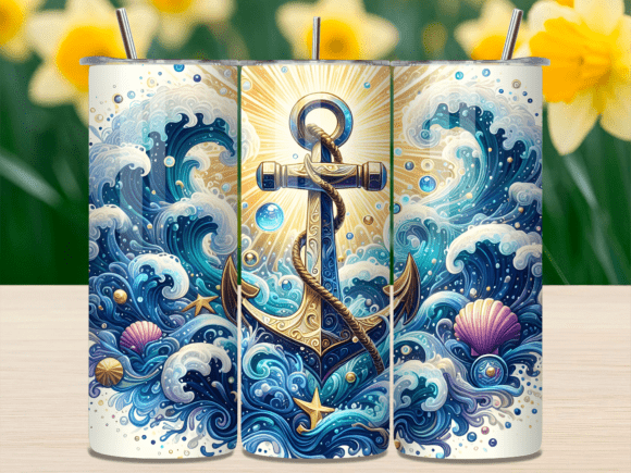 Ornate Nautical Anchor Wave Tumbler Wrap Design Review