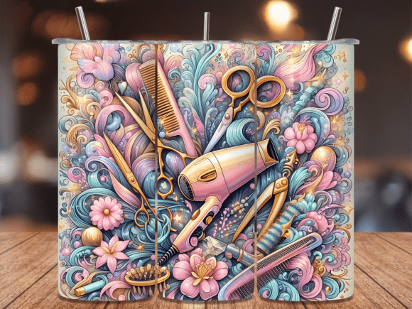 Pastel Floral Hairstylist Tumbler Wrap: A Soft Touch for Stylish Branding