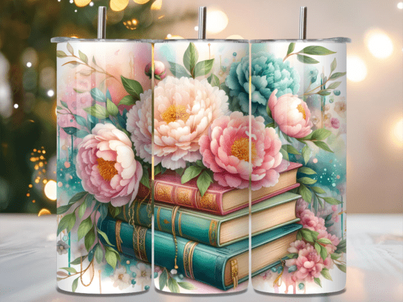 Pastel Peony Stacked Books Tumbler Wrap Review