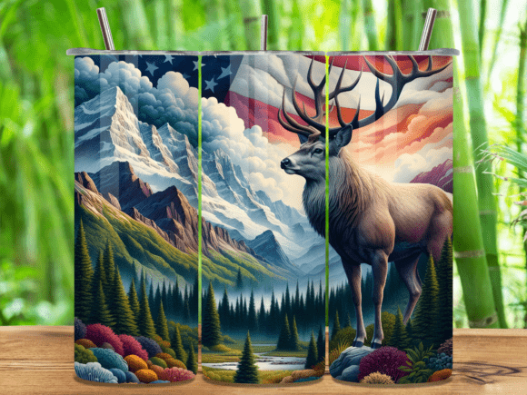 Patriotic American Flag Elk Tumbler Wrap: A Bold Design Asset for Branding and Merch