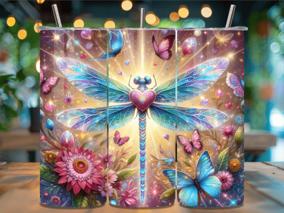 Pink Floral Heart Dragonfly Tumbler Wrap Review for Digital Sellers