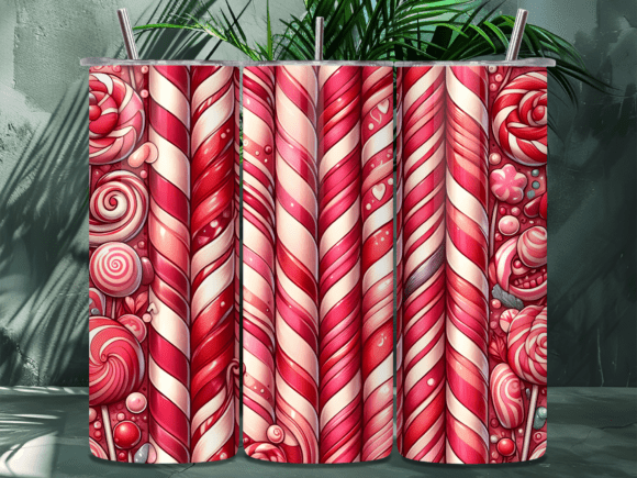 Red Candy Cane Stripe Valentine Tumbler: A Festive Graphic Design Asset for Branding