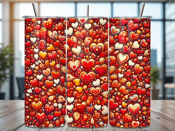 Red Candy Heart Valentines Tumbler Wrap: A Playful Graphic Design Asset for Creative Sellers