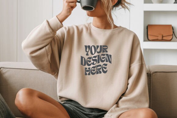 Sand Gildan 18000 Sweatshirt Mockup Review for Real Embroidery Projects