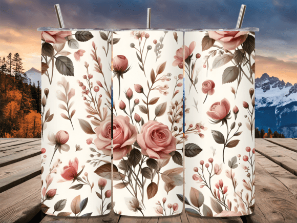 Shabby Chic Rose Floral Tumbler Wrap: A Versatile Design Asset for Branding