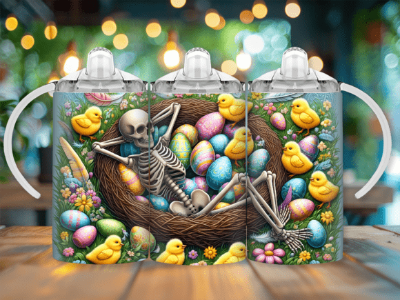 Skeleton Duckie Easter Kids Tumbler Wrap for Seasonal Merch