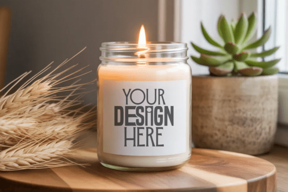 Soy Candle Jar Mockup for Authentic Local Business Branding