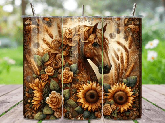 Sunflower Wheat Horse Pattern Tumbler Review for Tumbler Wraps