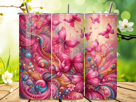Vibrant Pink Butterfly Swirl Tumbler Wraps: A Designer’s Take