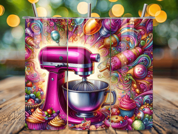 Vibrant Retro Pastry Art Tumbler Wrap for Bloggers and Publishers